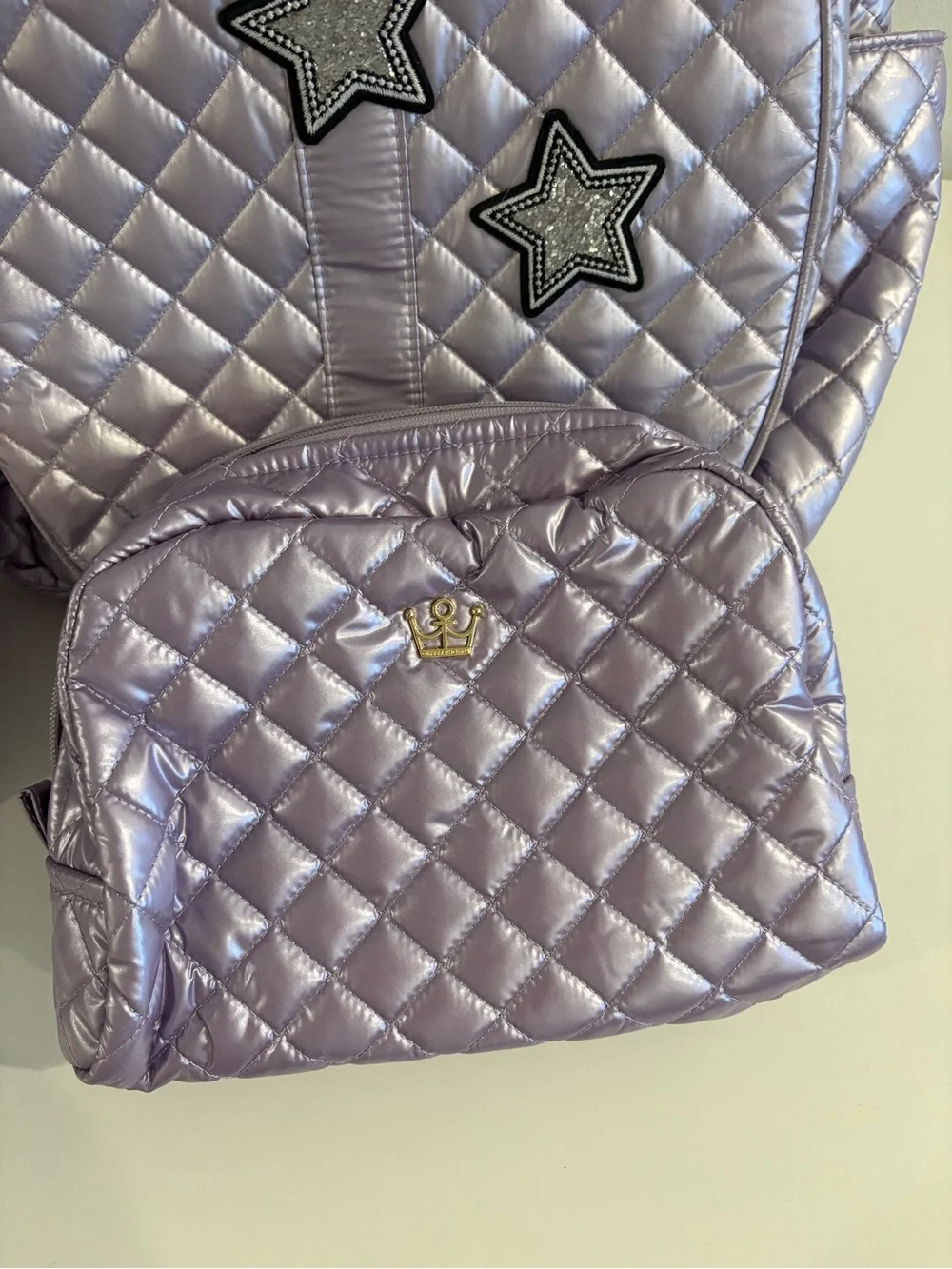 Oliver Thomas || 24 + 7 Tennis Backpack Quilted Metallic Lavender Purple Stars